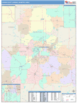 Lansing-East Lansing Metro Area Wall Map Color Cast Style
